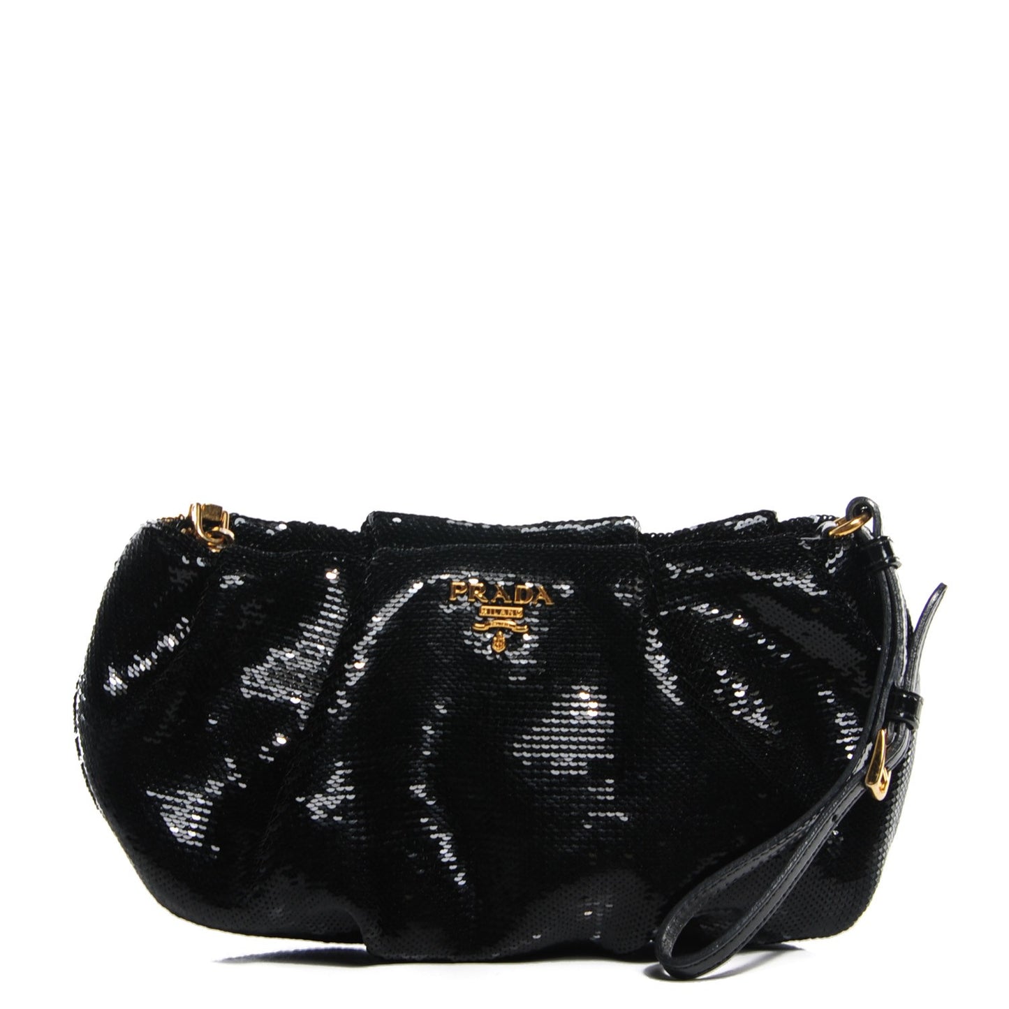 Sequin Fabric Wristlet Clutch Black