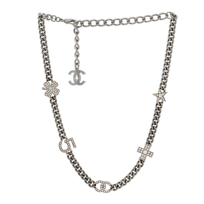 Chanel Ruthenium Crystal Chain CC Lucky Charms Choker Silver 3 of 5