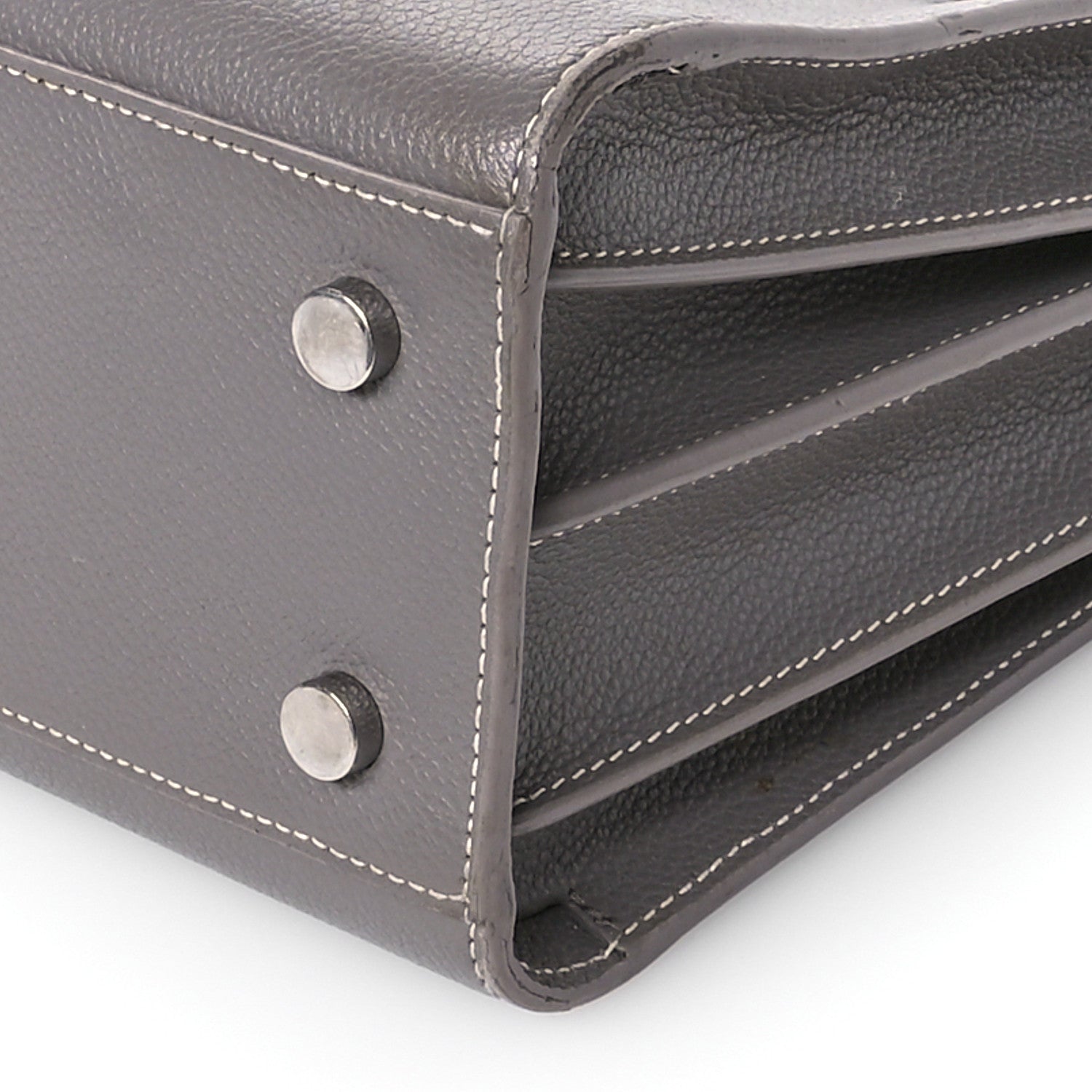 Saint Laurent Grained Calfskin Topstich Baby Sac De Jour Grey 11 of 15