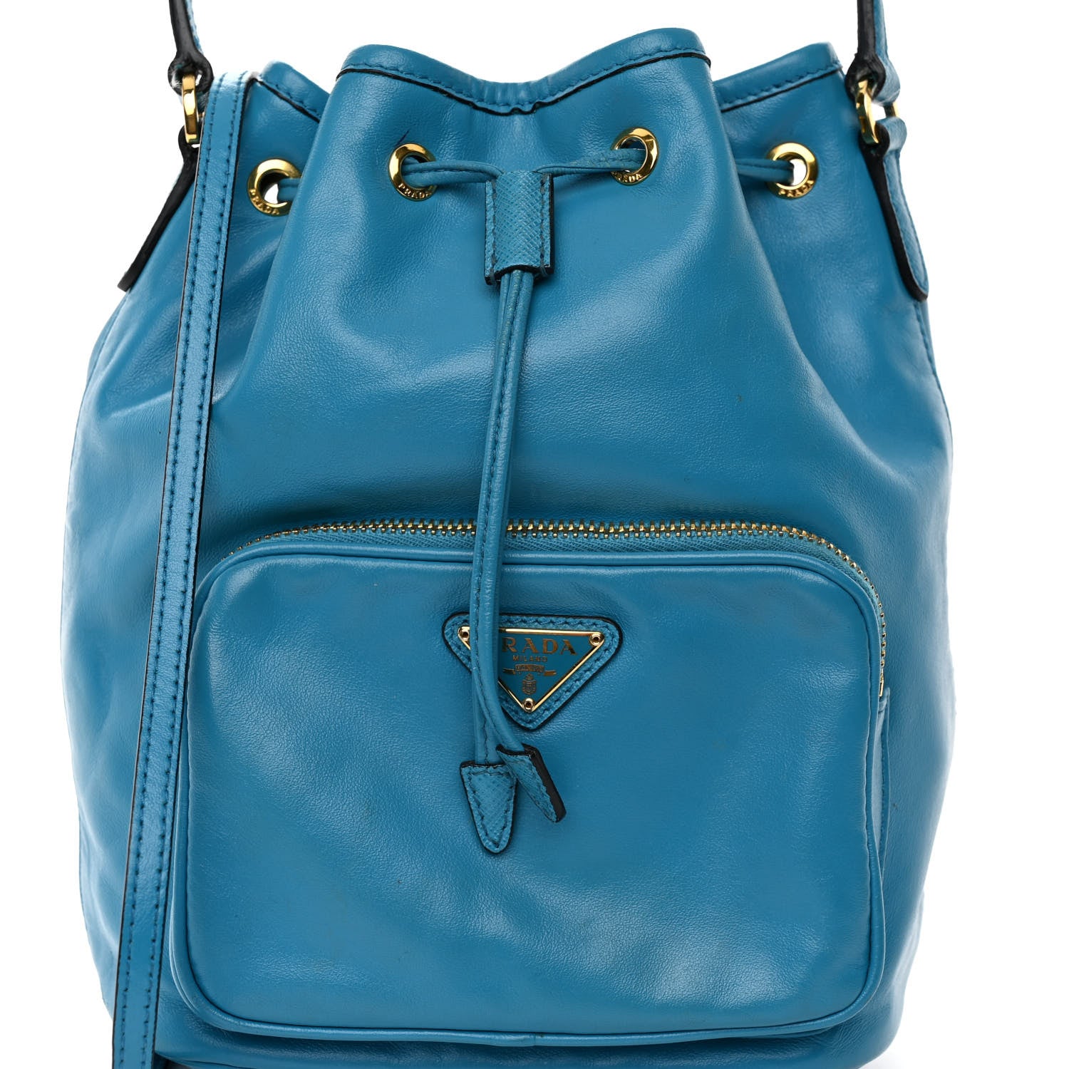 Prada Light Calfskin Saffiano Mini Bucket Crossbody Bag Voyage 8 of 10