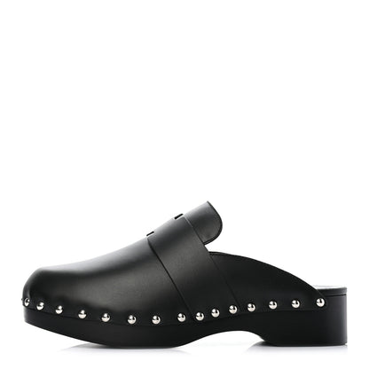 Hermes Calfskin Calya Mules 38 Black 1 of 8