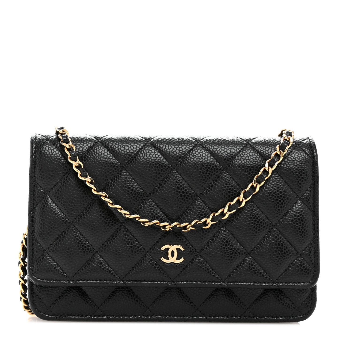 Caviar Quilted Wallet on Chain WOC Black