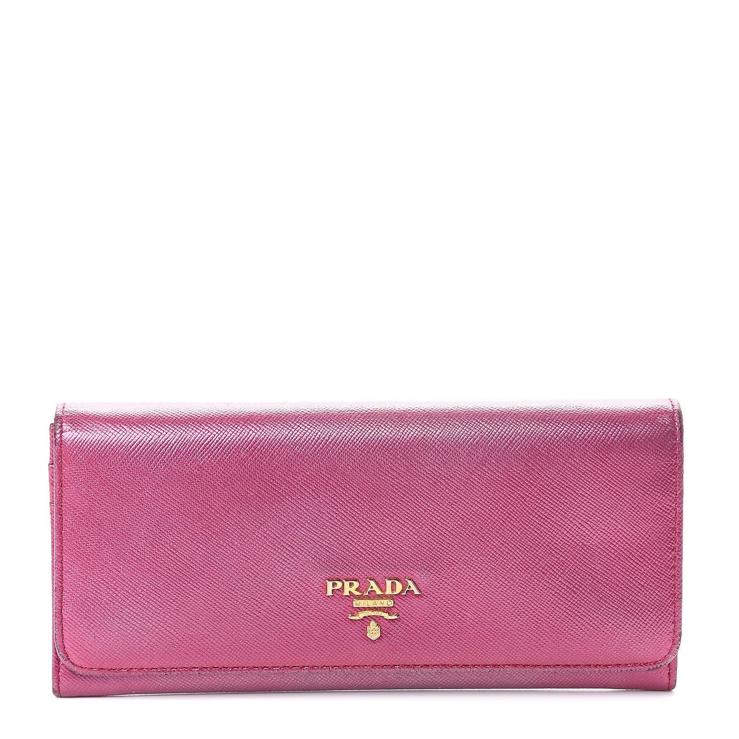 Prada Saffiano Metal Wallet Ibisco Mordo 1 of 6
