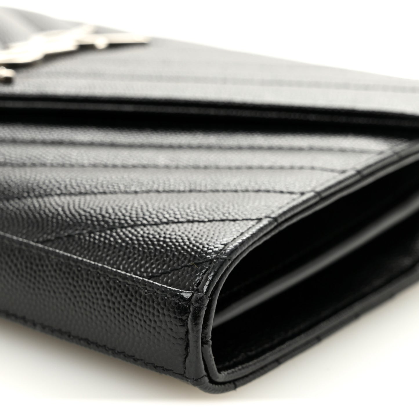 Grain De Poudre Matelasse Chevron Monogram Chain Wallet Black