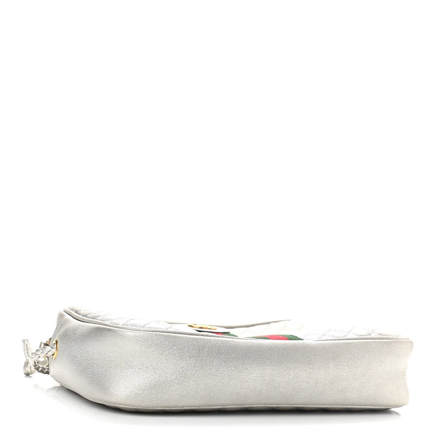 Laminated Nappa Web Trapuntata Small GG Shoulder Bag Argento