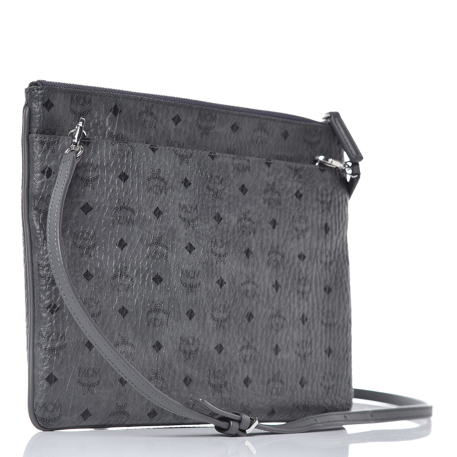 MCM Visetos Medium Crossbody Pouch Phantom Grey 3 of 8