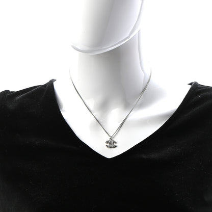 Chanel Crystal CC Pendant Necklace Silver 2 of 5