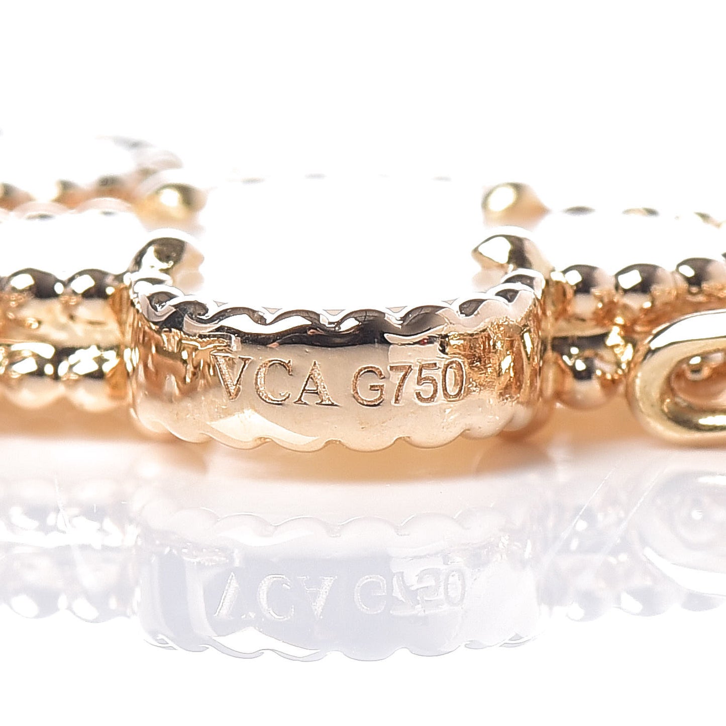 18K Yellow Gold Mother of Pearl 5 Motifs Vintage Alhambra Bracelet