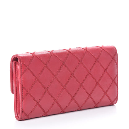 Chanel Calfskin Diamond Stitch Large Gusset Flap Wallet Dark Pink 2 of 7