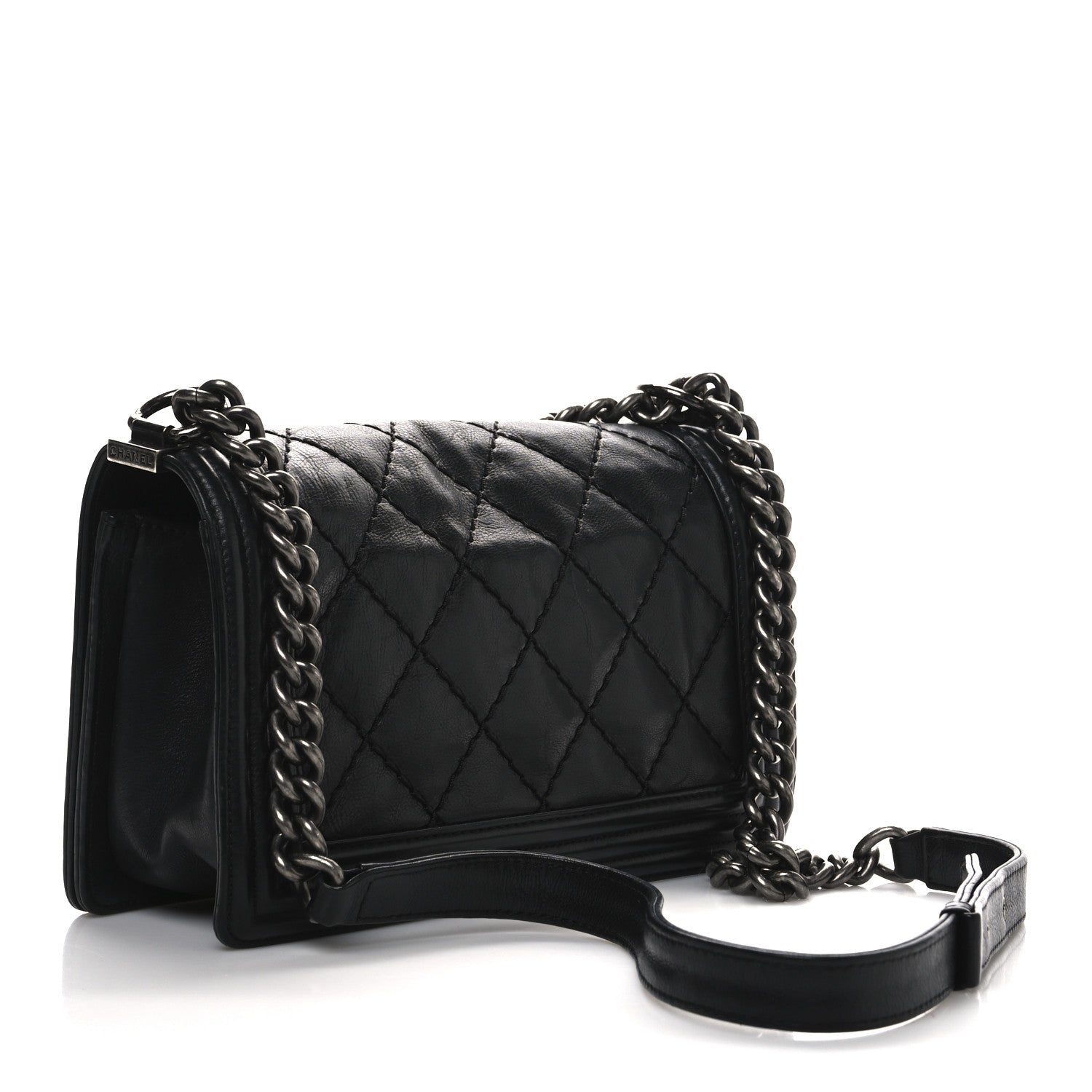 Chanel Calfskin Double Stitch Medium Boy Flap Black 3 of 12