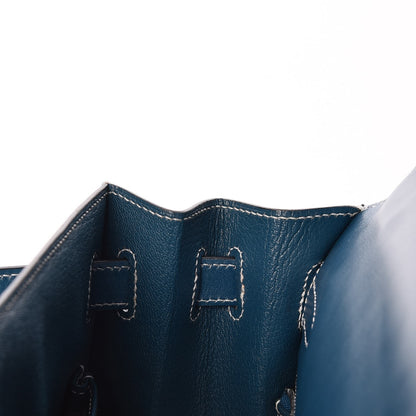 Hermes Tadelakt Kelly Sellier 32 Bleu Thalassa 10 of 33