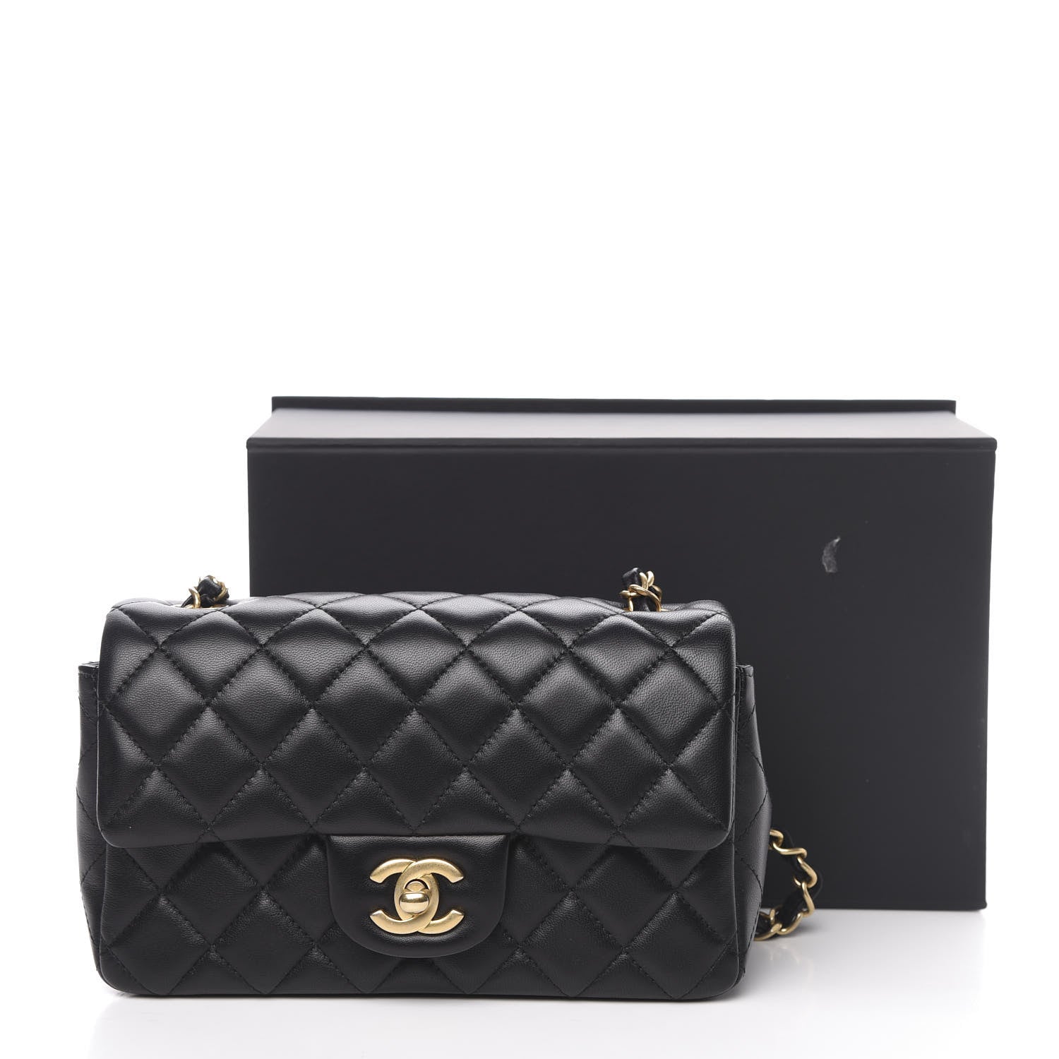 Chanel Lambskin Quilted Mini Rectangular Flap Black 12 of 12