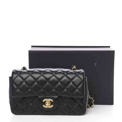 Chanel Lambskin Quilted Mini Rectangular Flap Black 12 of 12