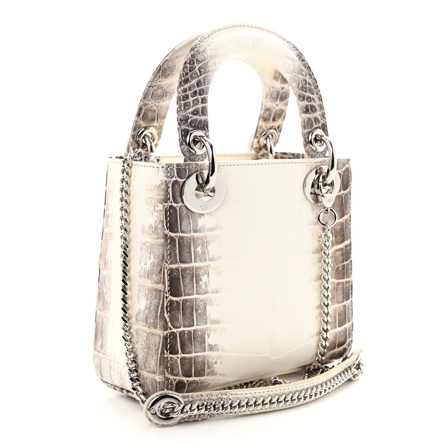 Christian Dior Niloticus Crocodile Himalaya Mini Lady Dior White