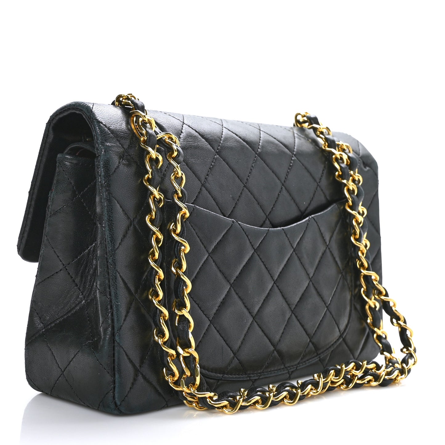 Lambskin Quilted Small Double Flap Black