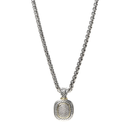David Yurman Sterling Silver 18K Yellow Gold Diamond 9mm Albion Enhancer Pendant Necklace 1 of 5