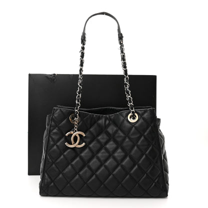 Chanel Calfskin Quilted Small Chic and Soft Shopping Tote Black 15 of 15