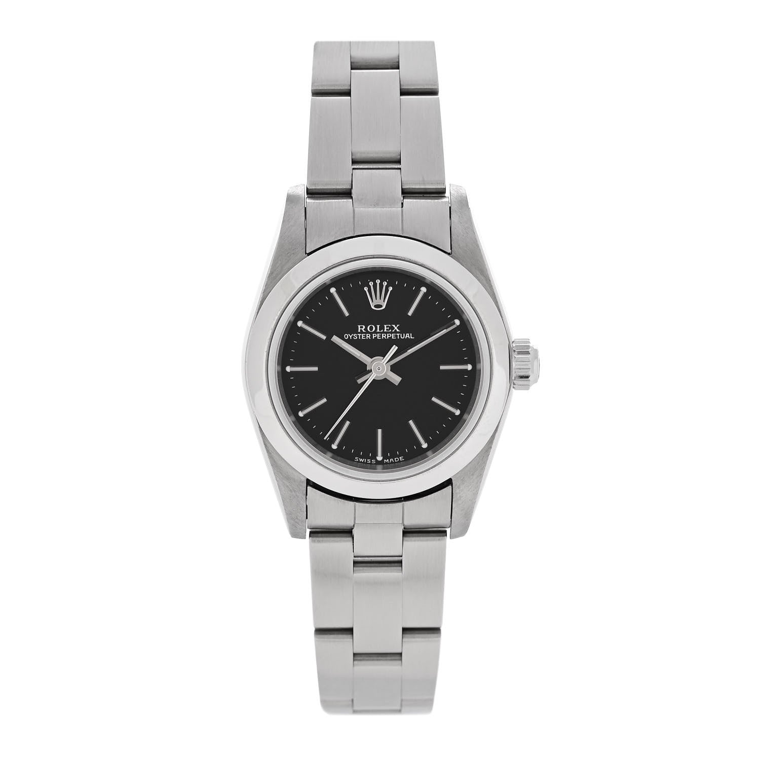 Rolex Stainless Steel 24mm Oyster Perpetual Watch Black 76080 1 of 4