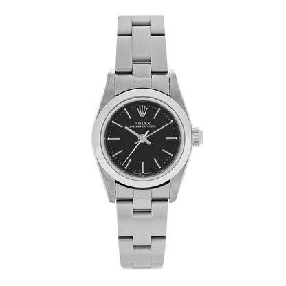 Rolex Stainless Steel 24mm Oyster Perpetual Watch Black 76080 1 of 4
