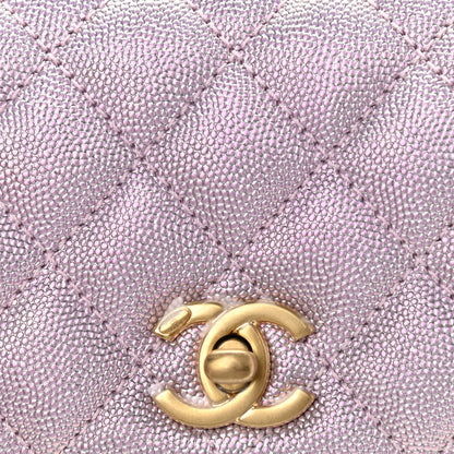 Chanel Metallic Caviar Quilted Extra Mini Coco Handle Flap Light Pink 8 of 11