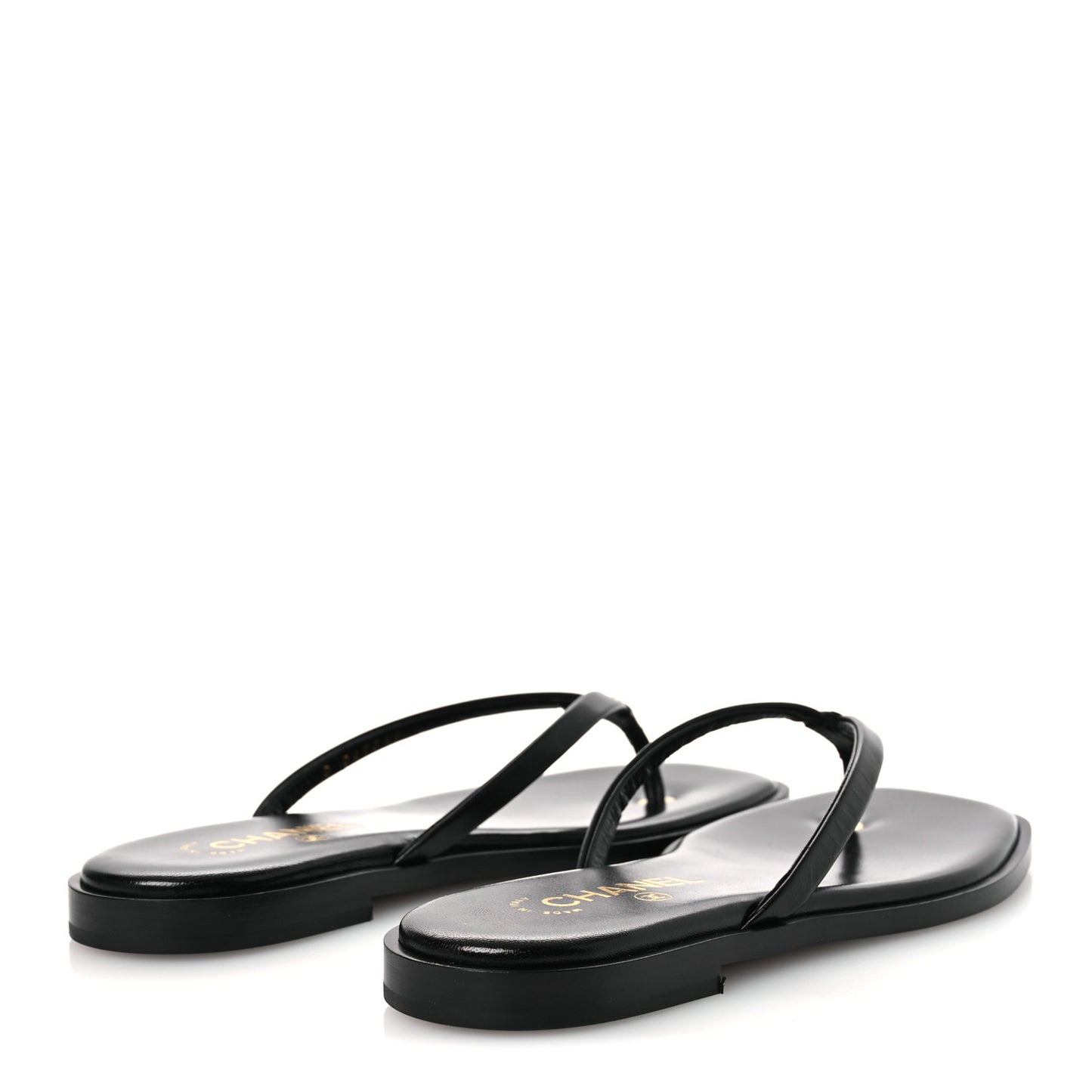 Goatskin CC Times Square Thong Sandals 38 Black