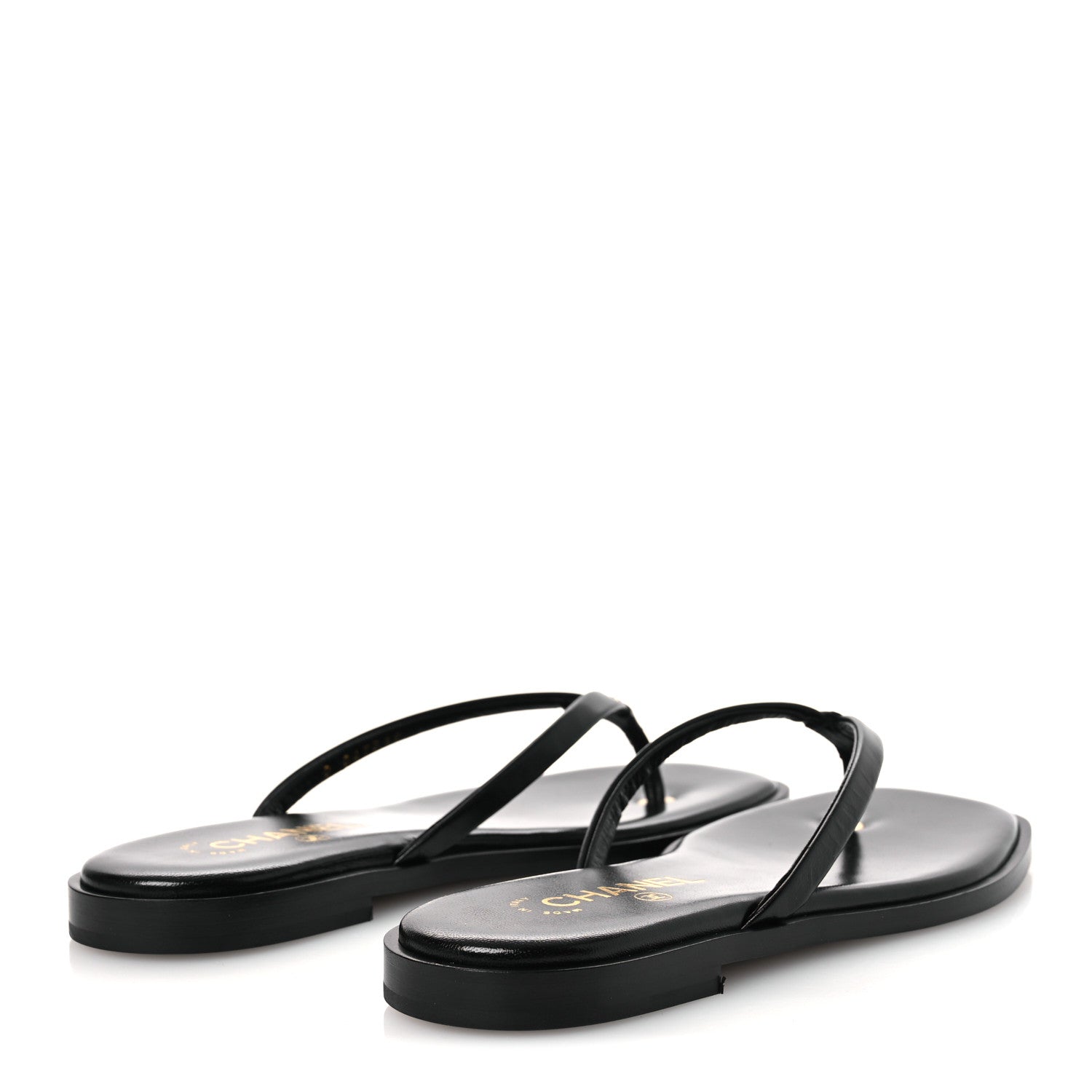 Chanel Goatskin CC Times Square Thong Sandals 38 Black 5 of 11