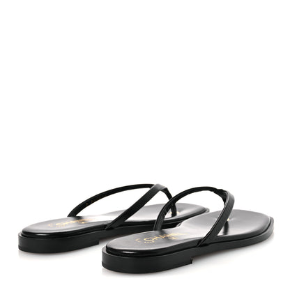 Chanel Goatskin CC Times Square Thong Sandals 38 Black 5 of 11