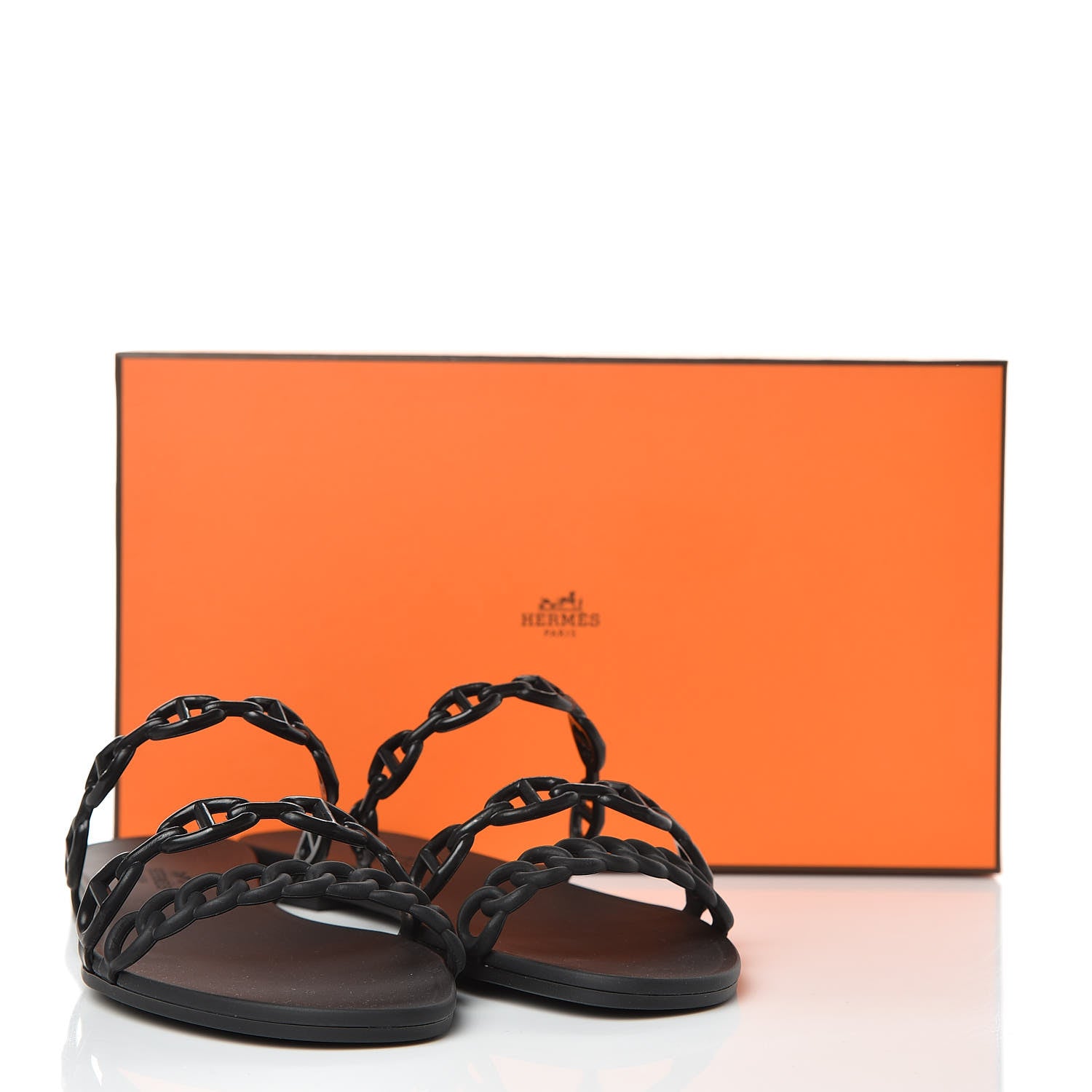 Hermes Rubber Chaine d'Ancre Rivage Sandals 37 Black 8 of 8