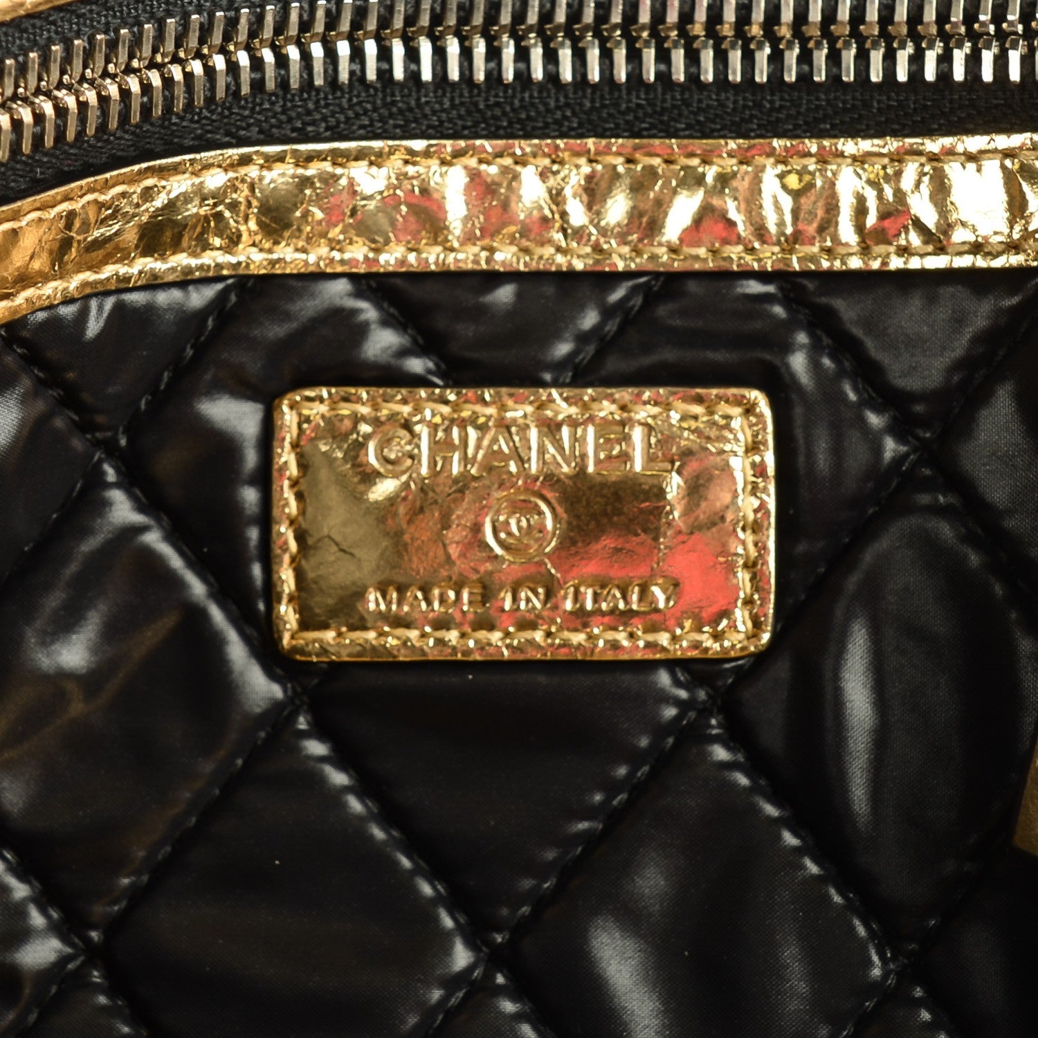 Chanel Metallic Lambskin Medium Je Ne Suis Pas En Solde Pouch Clutch Gold 6 of 7
