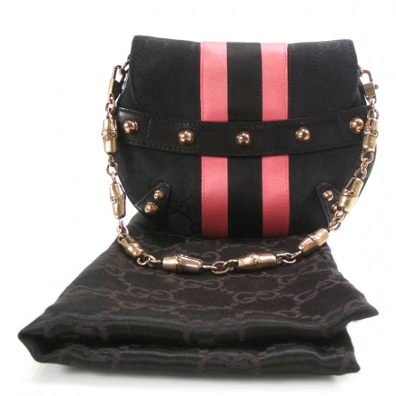 Gucci Monogram Horsebit Flap Evening Bag Black/Pink 2 of 8