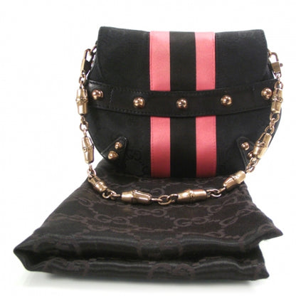 Gucci Monogram Horsebit Flap Evening Bag Black/Pink 2 of 8