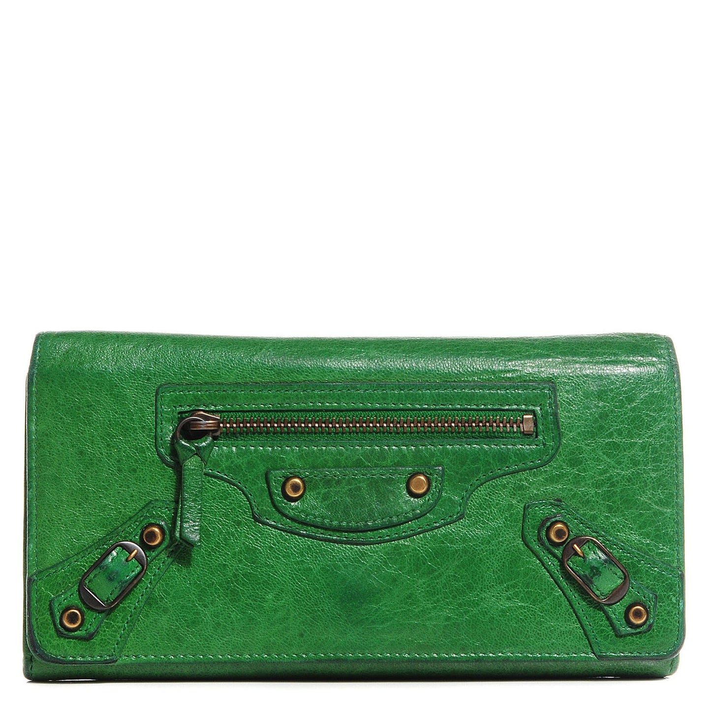 Agneau Classic Hardware Money Wallet Vert Poker