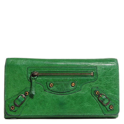 Balenciaga Agneau Classic Hardware Money Wallet Vert Poker 1 of 8