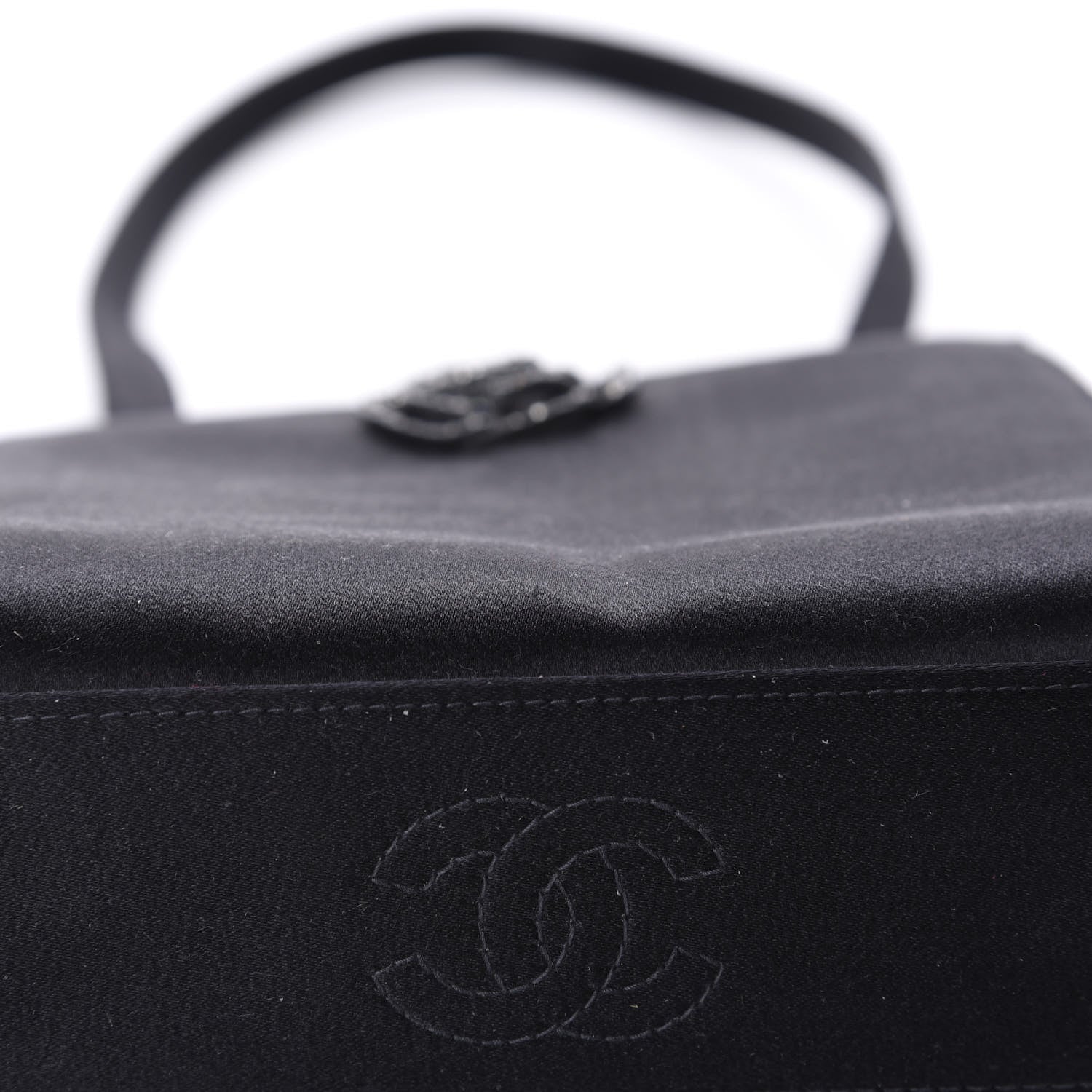 Chanel Satin Crystal Small Camellia Evening Bag Black 10 of 11