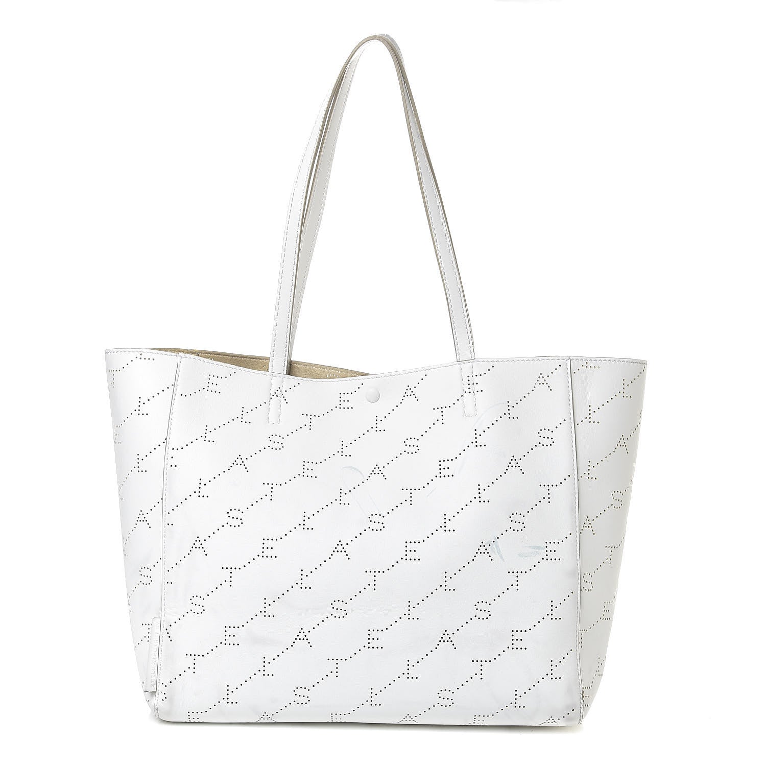 Stella McCartney Eco Alter Nappa Perforated Logo Tote Optical White 1 of 14