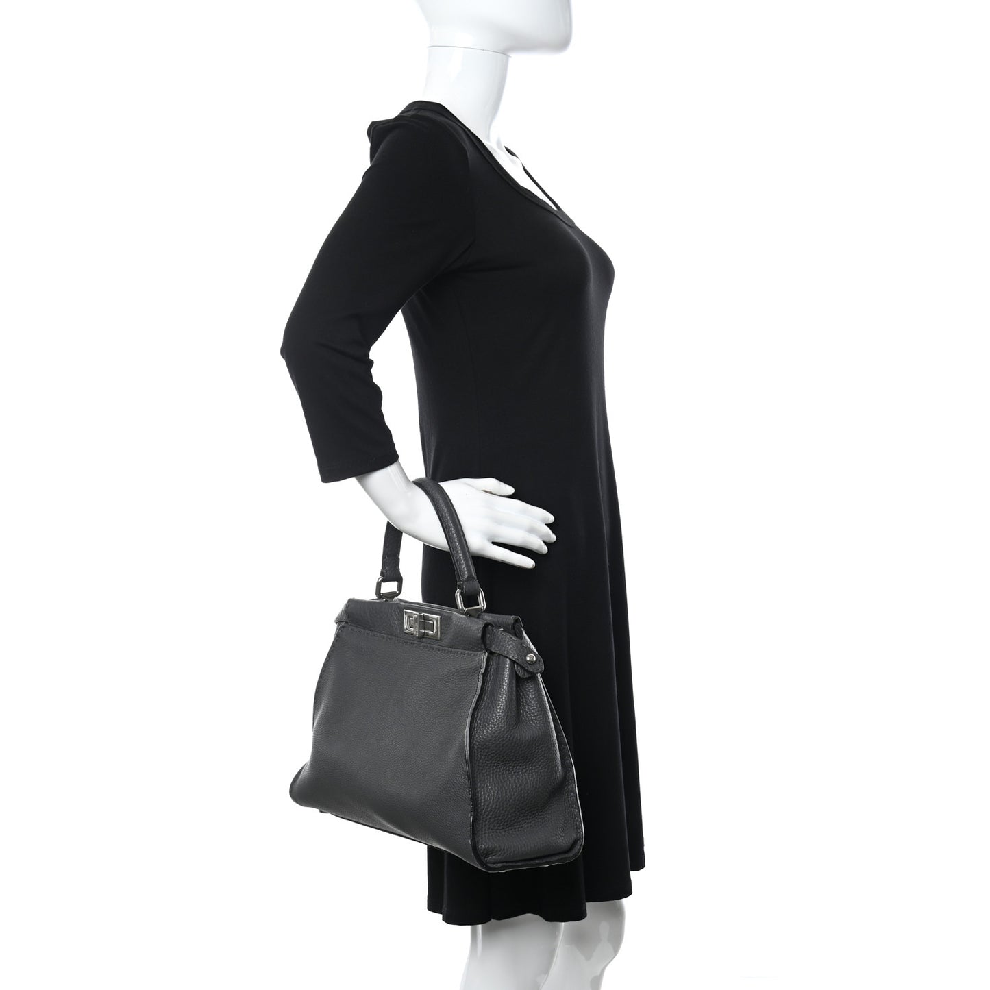 Cuoio Romano Selleria Bi-Color Medium Peekaboo Iconic Satchel Asfalto Latte