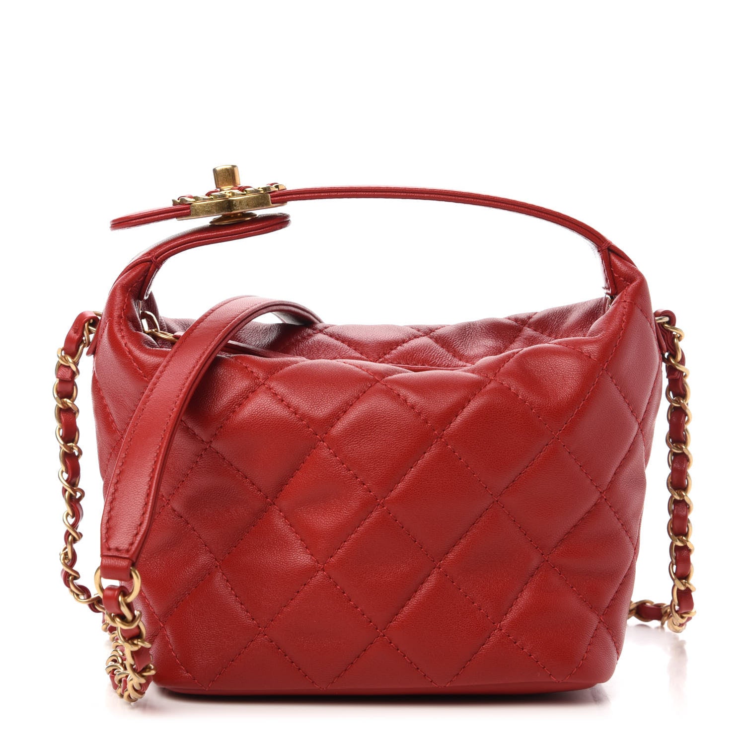 Chanel Lambskin Quilted Small Perfect Meeting Hobo Red 1 of 11