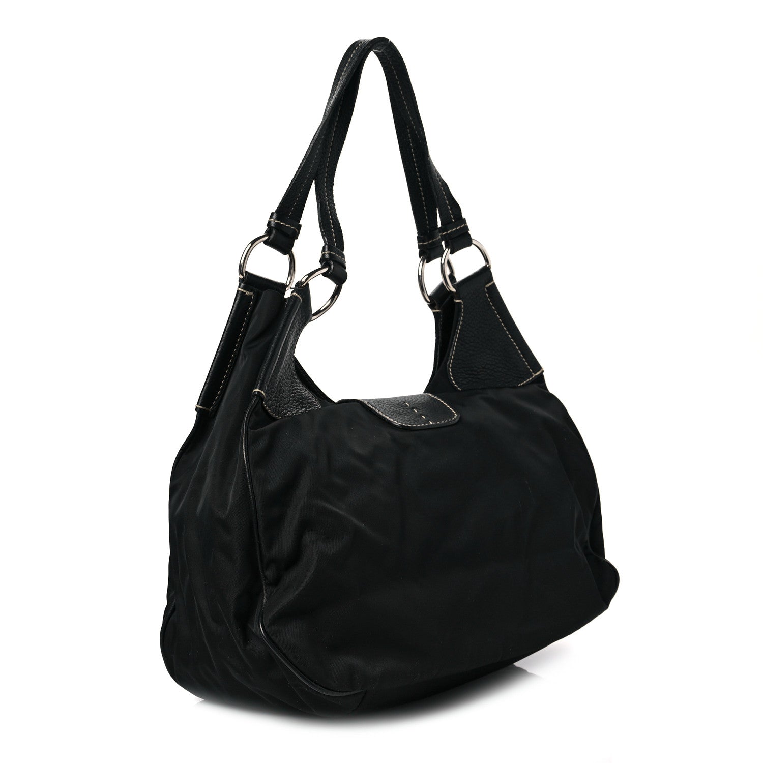 Prada Tessuto Nylon Vitello Daino Hobo Black 3 of 10