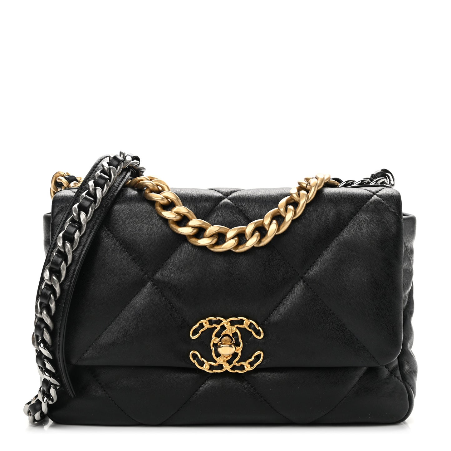 Goatskin Quilted Medium Chanel 19 Flap Black