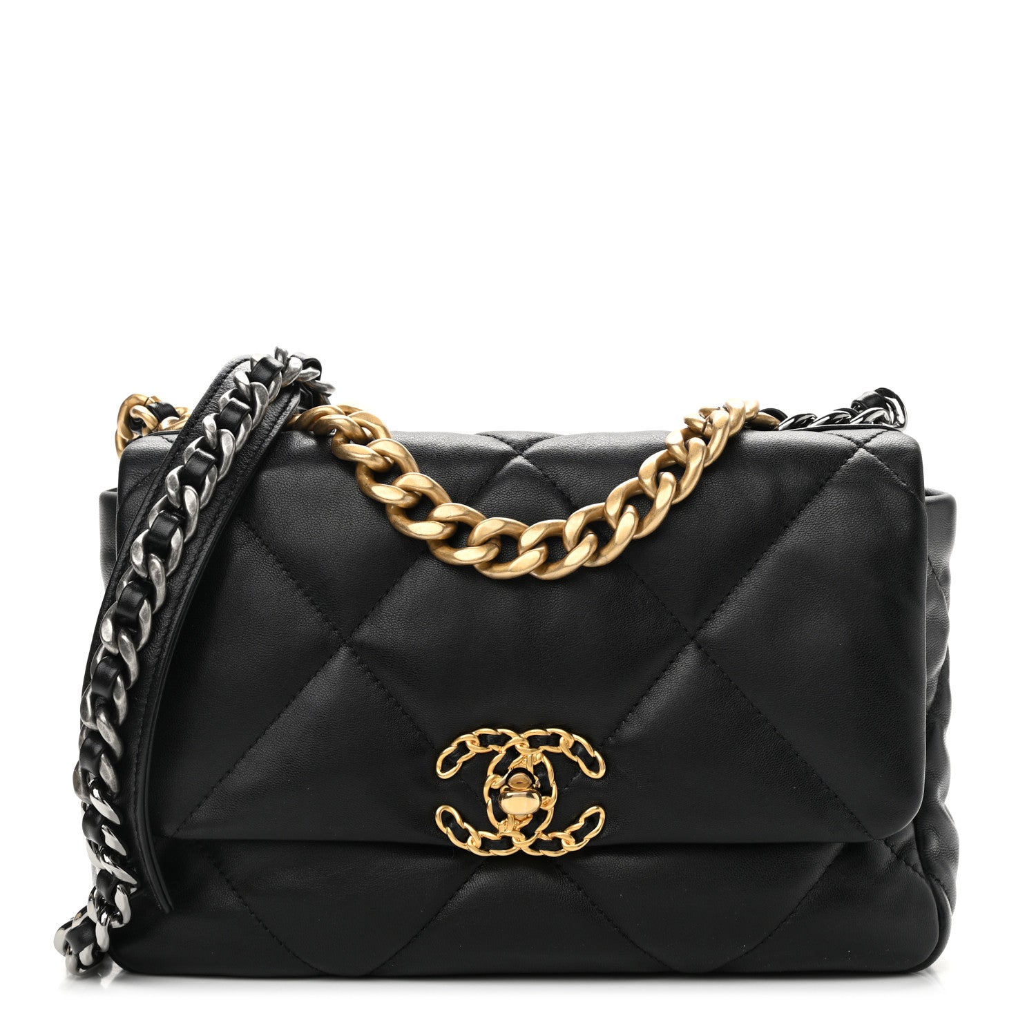 Chanel Goatskin Quilted Medium Chanel 19 Flap Black 1 of 12