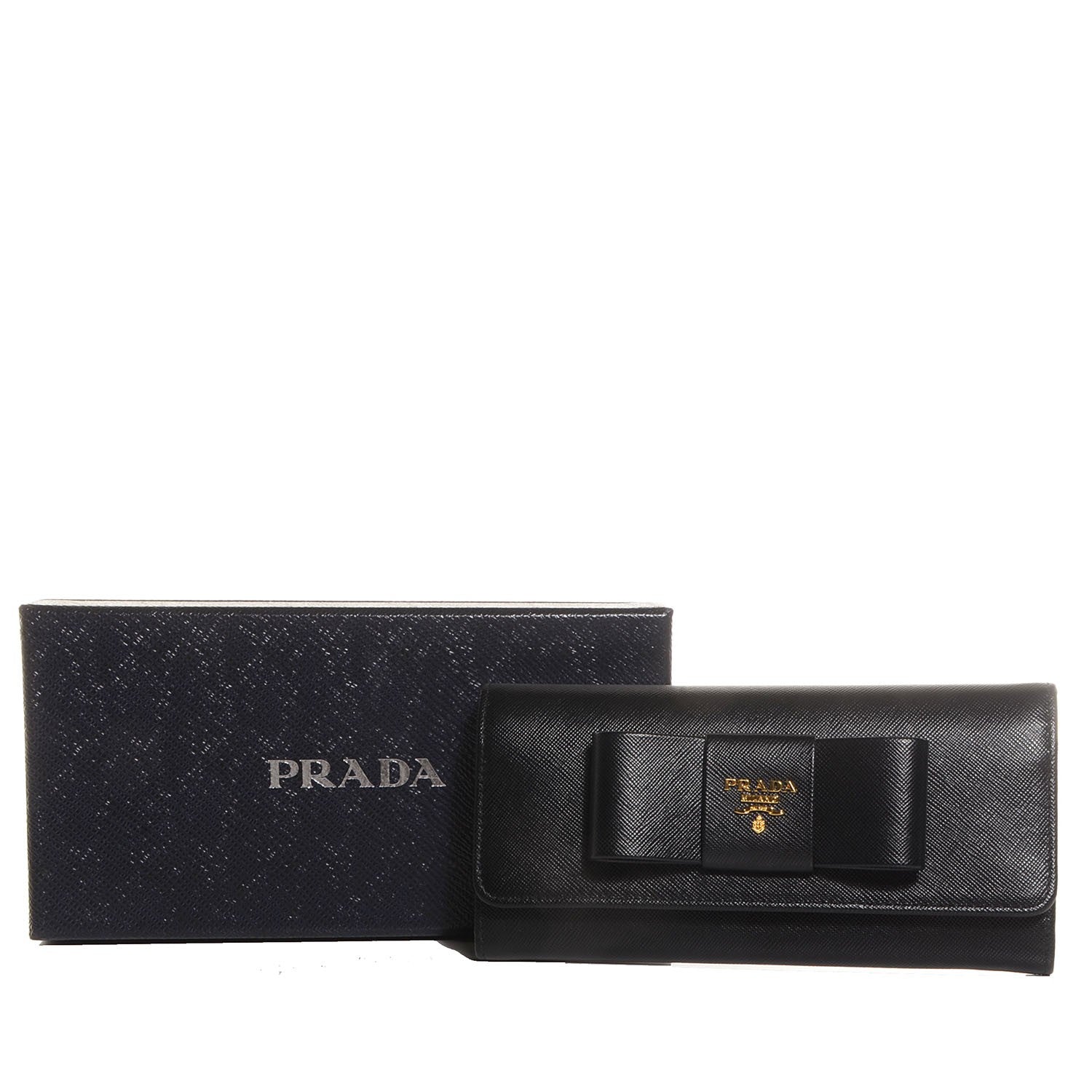Prada Saffiano Bow Continental Wallet Nero Black 10 of 10