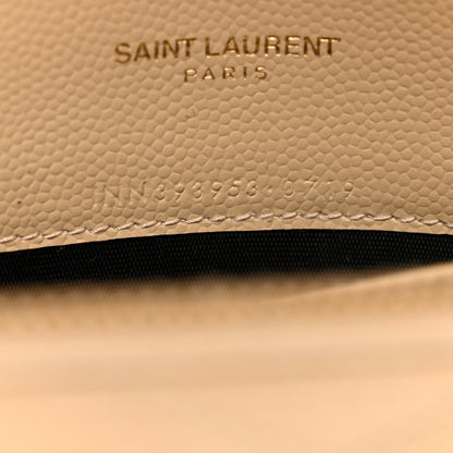 Saint Laurent Grain De Poudre Matelasse Chevron Monogram Envelope Chain Wallet Nude Powder 8 of 12