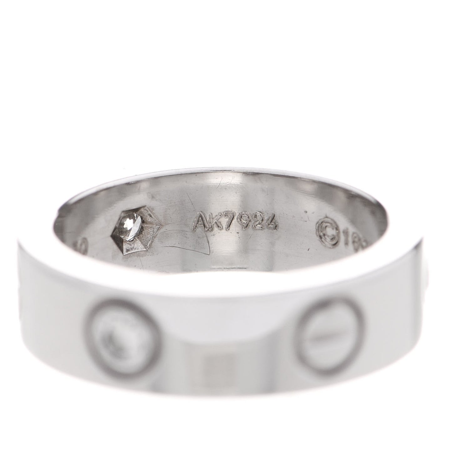18K White Gold 3 Diamond 5.5mm LOVE Ring 50 5.25