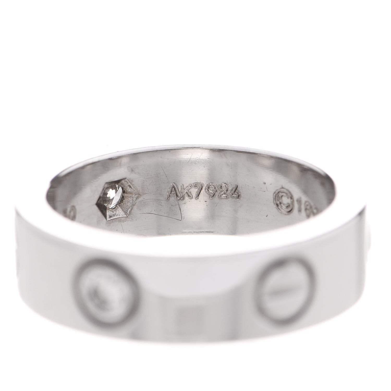 Cartier 18K White Gold 3 Diamond 5.5mm LOVE Ring 50 5.25 6 of 7