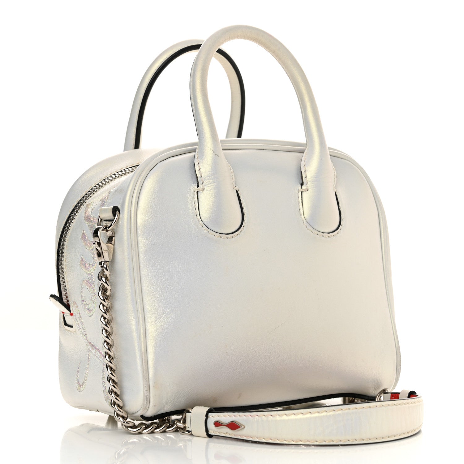 Christian Louboutin Iridescent Calfskin Paris Nano Collage Marie Jane Tote White 3 of 19