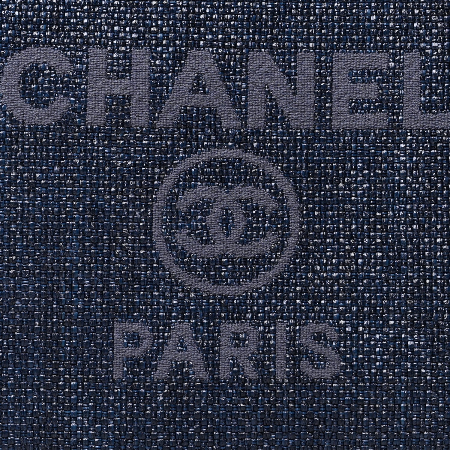 Chanel Woven Straw Raffia Small Deauville Pouch Dark Blue 8 of 8
