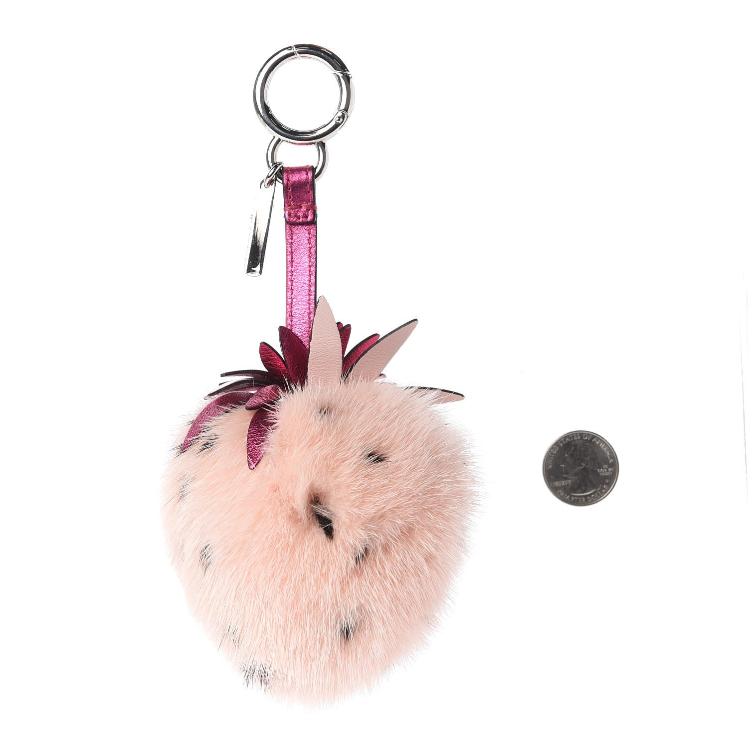 Fendi Mink Fur Vitello Catalan Mirror Strawberry Bag Charm Seashell Orchidea 2 of 2