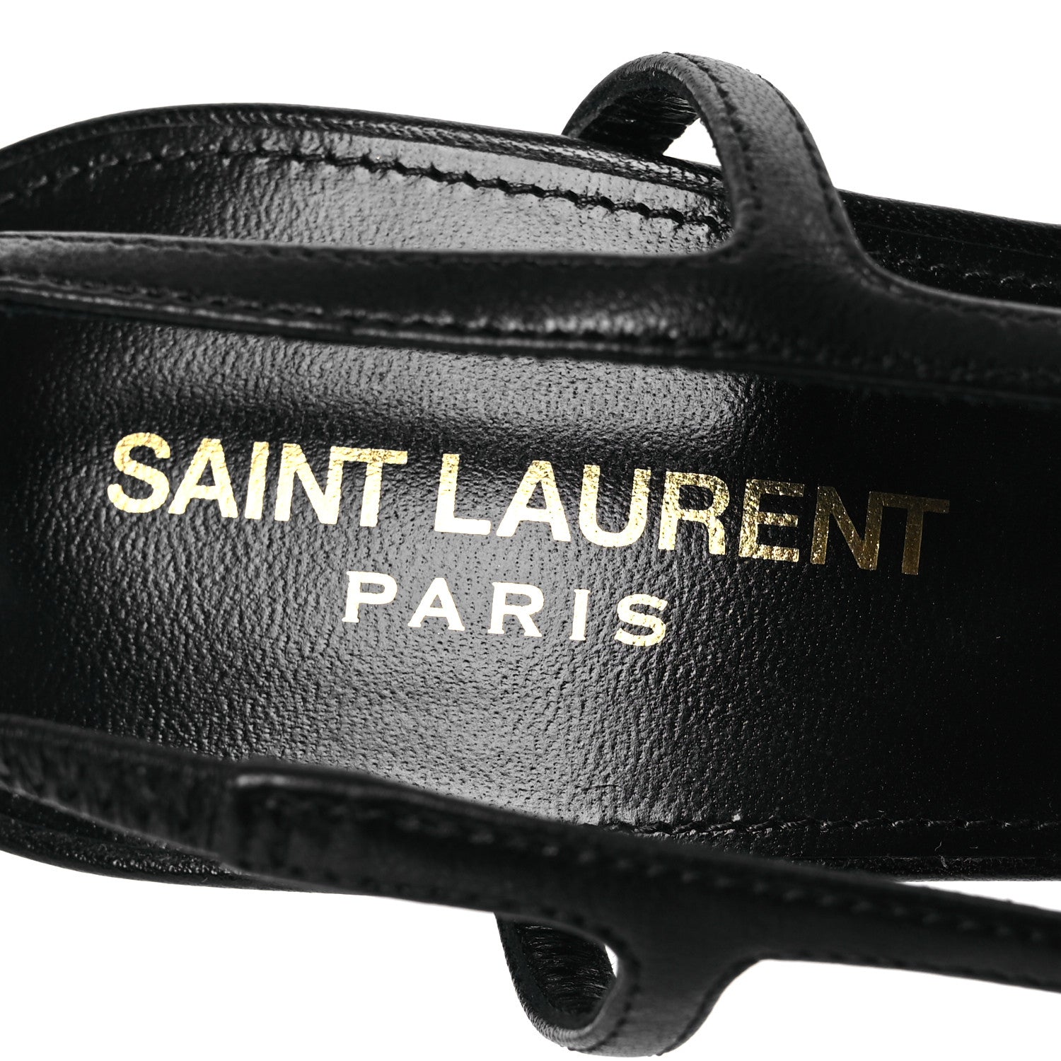 Saint Laurent Smooth Calfskin Jeanne 110 Slingback Pumps 39.5 Black Gold 9 of 13