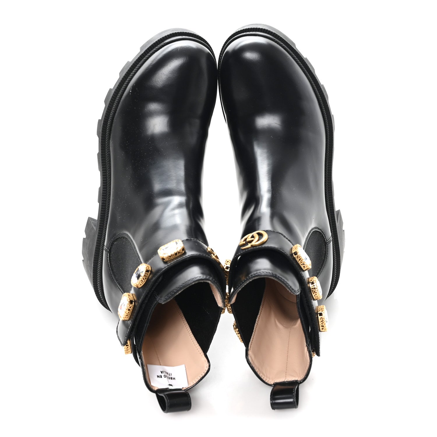 Gucci Calfskin Crystal GG Trip Chelsea Ankle Boots 41 Black 2 of 9