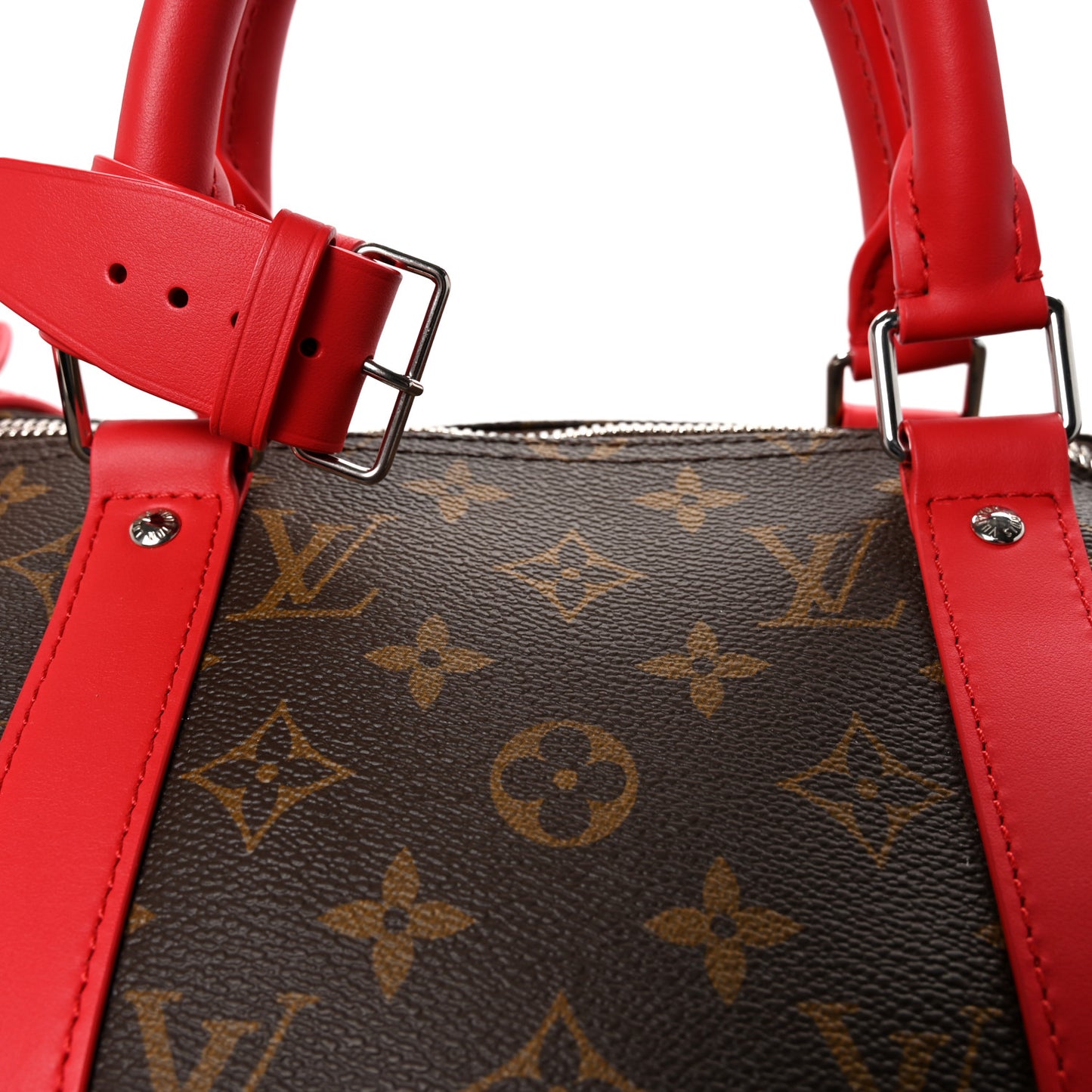 Calfskin Monogram Keepall Bandouliere 50 Coquelicot